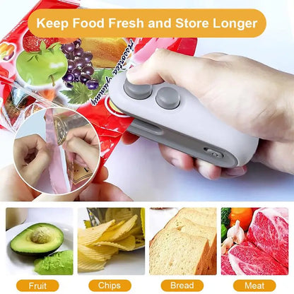 Mini Handheld Food Heat Sealer USB Rechargeable