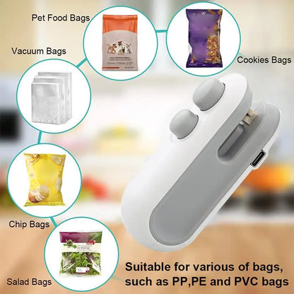 Mini Handheld Food Heat Sealer USB Rechargeable